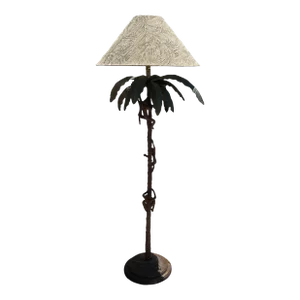 1970s Frederick Cooper Hollywood Regency Climbing Monkey Palm Tree Floor Lamp