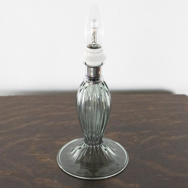 Murano Glass Table Lamp in Green Color, Italy, 1980s, Set of 2 For Sale - Image 6 of 14