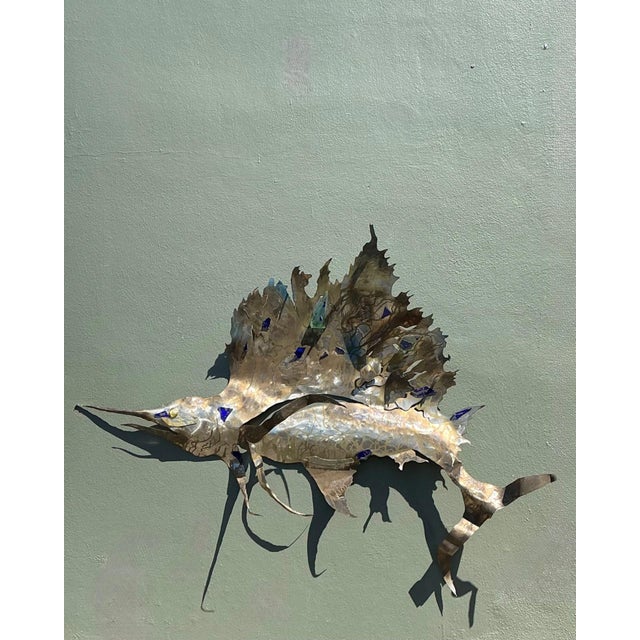 Mid 20th Century Vintage Metal Sailfish Wall Sculpture For Sale - Image 5 of 18