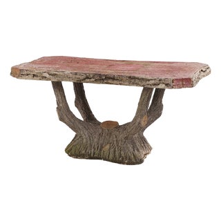 A French or Italian Cast Stone Faux Bois Garden Table, C. 1950. For Sale