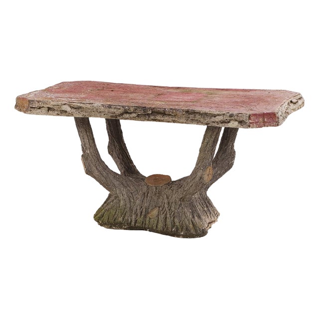 A French or Italian Cast Stone Faux Bois Garden Table, C. 1950. For Sale