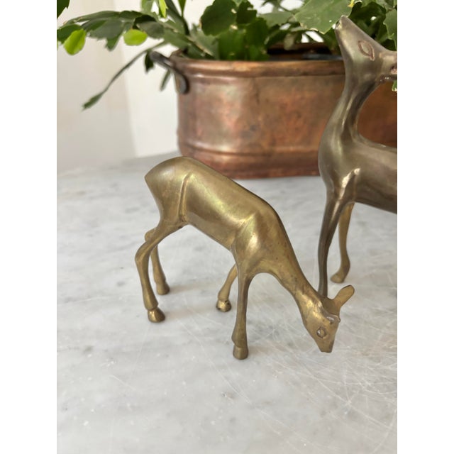 Late 20th Century Vintage Brass Reindeer- a Pair For Sale - Image 5 of 7