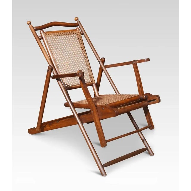 Walnut Framed Folding Steamer Deck Chair, 1890s For Sale - Image 9 of 9