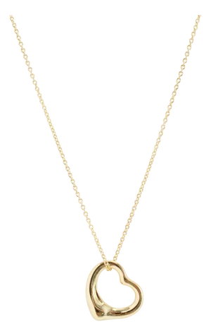 Tiffany & Co. Elsa Peretti 18k Yellow Gold 16mm Open Heart Pendant Necklace