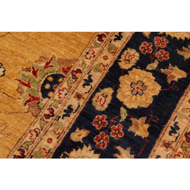 Textile 1990s Bohemien Ziegler Gold Blue Hand-Knotted Wool Rug - 10'1'' X 13'3'' For Sale - Image 7 of 8