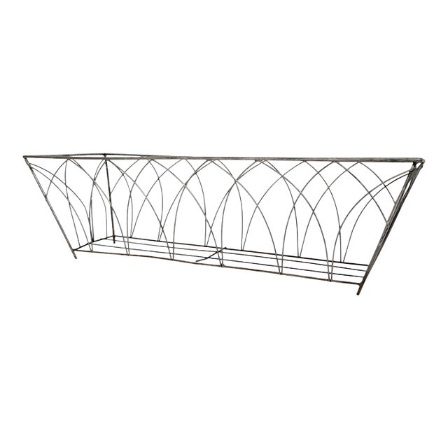 Vintage Large Gothic Black Wire Cathedral Arch Planter Window Box Architectural For Sale