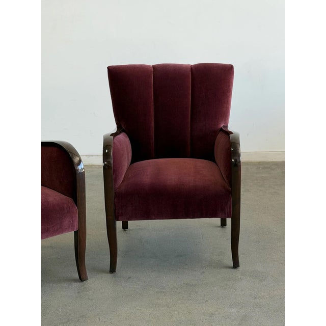 1950s Swedish Art Deco High Polish Accent Chairs- Pair For Sale - Image 10 of 12