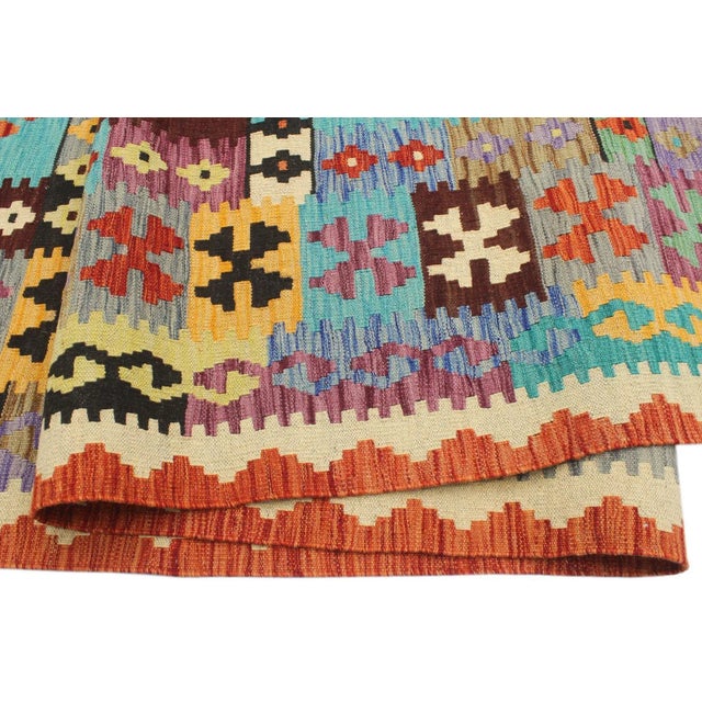 Kilim Blue Rust Wool Rug - 8'5" X 11'5" For Sale In New York - Image 6 of 7