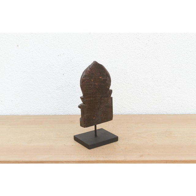 Vintage Carved Wooden Buddha on Stand For Sale In Los Angeles - Image 6 of 7
