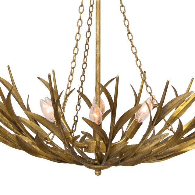 Regina Andrew River Reed Basin Chandelier, Antique Gold Leaf For Sale - Image 4 of 7