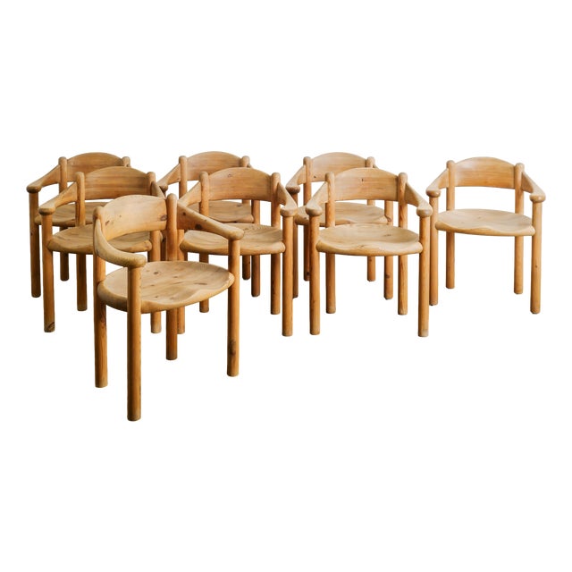 Mid-Century Modern Danish Sculptural Wooden Dining Chairs by Rainer Daumiller & Hirtshals Sawmill, 1970s, Set of 8 For Sale