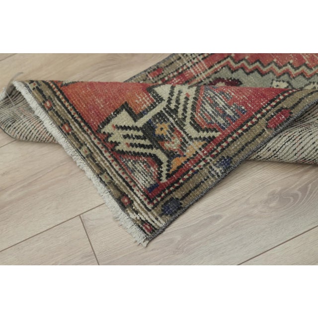 1970s Turkish Boho Style Geometric Red Doormat Rug For Sale - Image 10 of 13