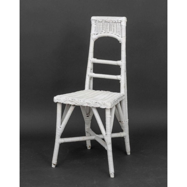 White Vintage White Wicker Dressing Table and Chair For Sale - Image 8 of 12