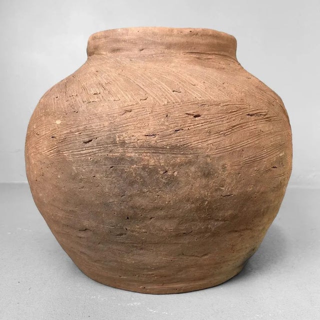 Japanese Organic Terracotta Jar Vase, 1950s For Sale - Image 11 of 14