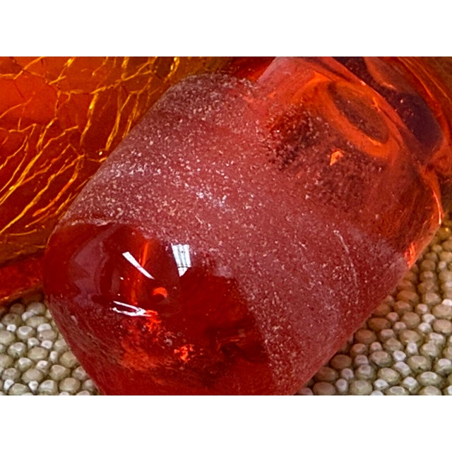 Glass Italian Hand Blown Fire Orange Glass Decanter For Sale - Image 7 of 12