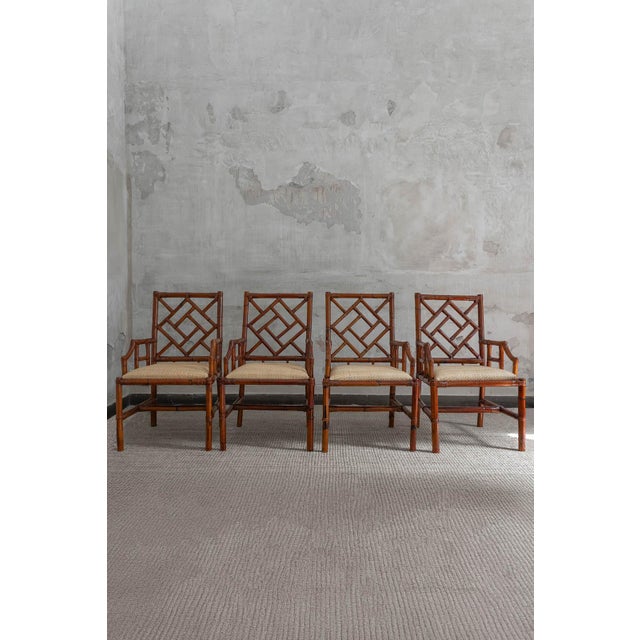Brown Bamboo Chairs by Vivai Del Sud, 1970s, Set of 4 For Sale - Image 8 of 8