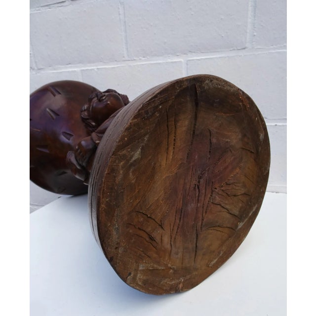 Carved Wooden Plant Stand in Teak, 1970s For Sale - Image 13 of 14