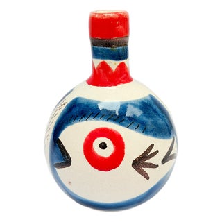 Ceramic Bottle Vase with Fish Decor by Giovanni de Simone, 1970s For Sale