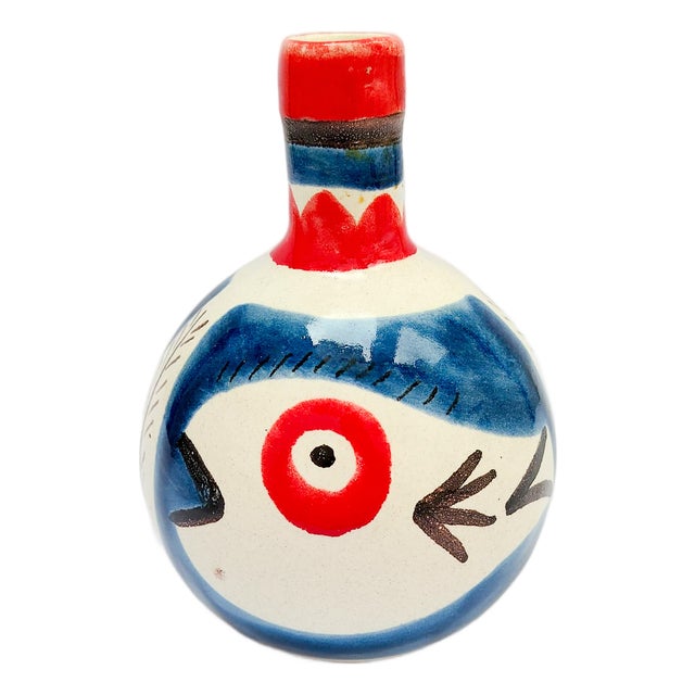 Ceramic Bottle Vase with Fish Decor by Giovanni de Simone, 1970s For Sale