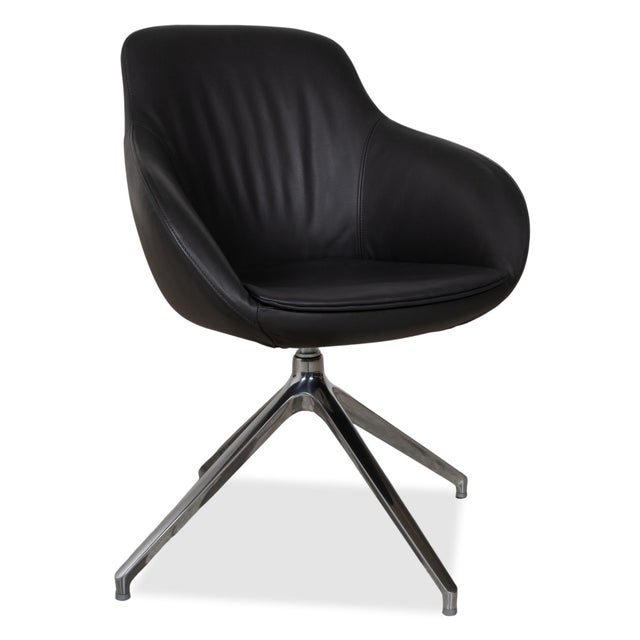 Modern Leather Dining Chairs in Brown and Grey from Signet Mailo, Set of 4 For Sale - Image 3 of 15