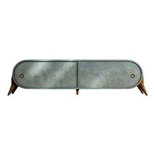 Mid-Century Modern Italian Turquoise Streamline Wood Sideboard, 1960s For Sale