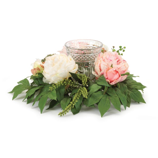 Create a soft and elegant centerpiece with this Mixed Peony Floral Candle Holder. Featuring lush peony blooms surrounded...