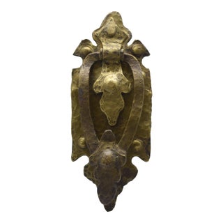 1930s Spanish Revival Hammered Brass Door Knocker For Sale