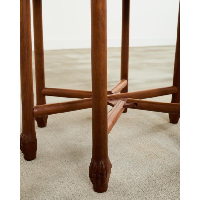 Asian Etched Brass Tray Table on Six Leg Folding Stand For Sale - Image 9 of 12