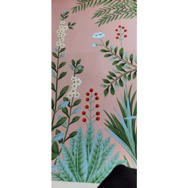 Pink Chinoiserie Pink Wallpaper Mural, Amazonia Forest on Special Florence Pink- Set of 6 For Sale - Image 8 of 17
