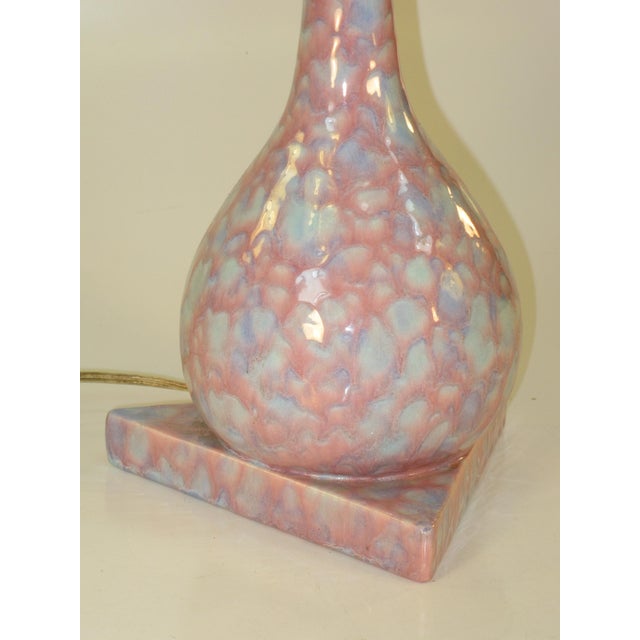 Ceramic 1970s Mid Century Modern Table Lamp Triangle Ball Pink Blue Glaze Ceramic For Sale - Image 7 of 7