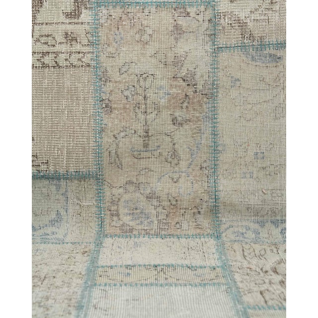 Vintage Beige Patchwork Turkish Runner Rug - Handwoven Boho Carpet For Sale In San Francisco - Image 6 of 11