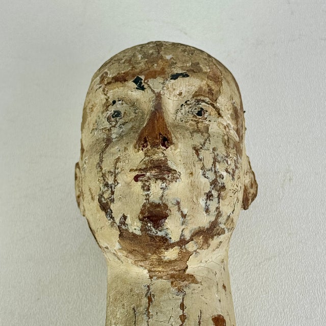 Stupendous & Charming Salvaged Antique Carved Wood Santos Mannequin Sculpture, 16" H For Sale - Image 13 of 17