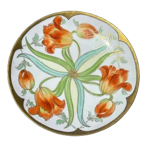 Art Nouveau Jules H. Brauer Studio Hand Painted Plate That Is Signed on the Front by the Artist Adelbert J Burgeon. A.b. Circa 1910-1919