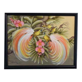 "Tropical Courtship" Oil on Canvas, Framed For Sale