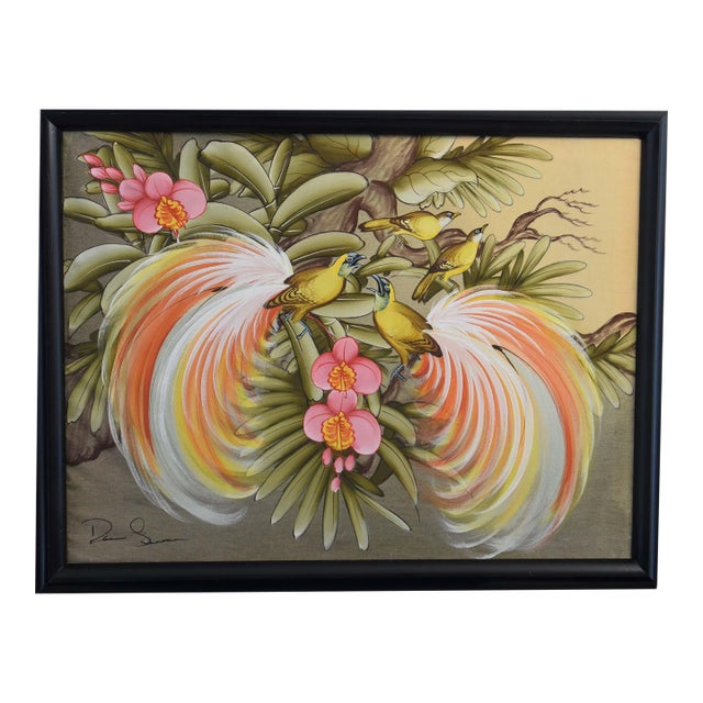 "Tropical Courtship" Oil on Canvas, Framed For Sale