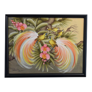 "Tropical Courtship" Oil on Canvas, Framed
