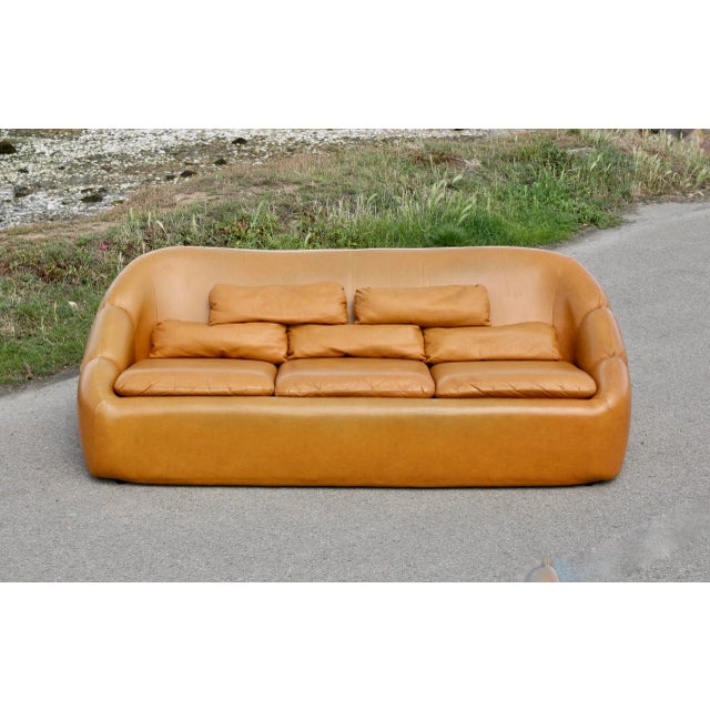 Space Age 3-Seater Sofa in Orange Imitation Leather, 1970s For Sale - Image 13 of 18