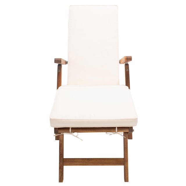 Spritely Home Palmdale Lounge Chair, Natural Wood/Beige Cushion For Sale - Image 4 of 13