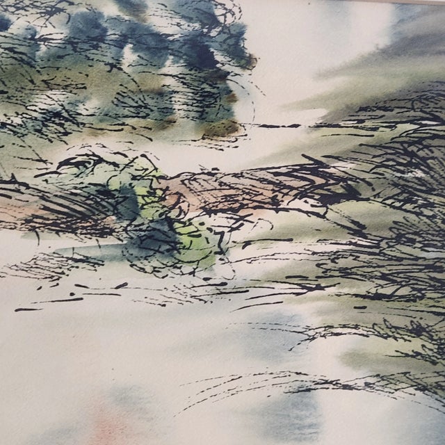 Vintage Johnny Donnels Louisiana Bayou Watercolor Painting – Cypress Landscape For Sale - Image 14 of 14