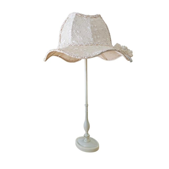 Baroque Lamps with Hat-Shaped Lace Shades, Set of 2 For Sale - Image 6 of 12