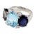 Medium 18kt White Gold Gum Drop Ring with Blue Topaz and Iolite For Sale