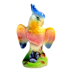 Vintage Glazed Ceramic Cockatoo