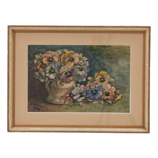 1943 Belgian Wall Art With Wooden Frame For Sale