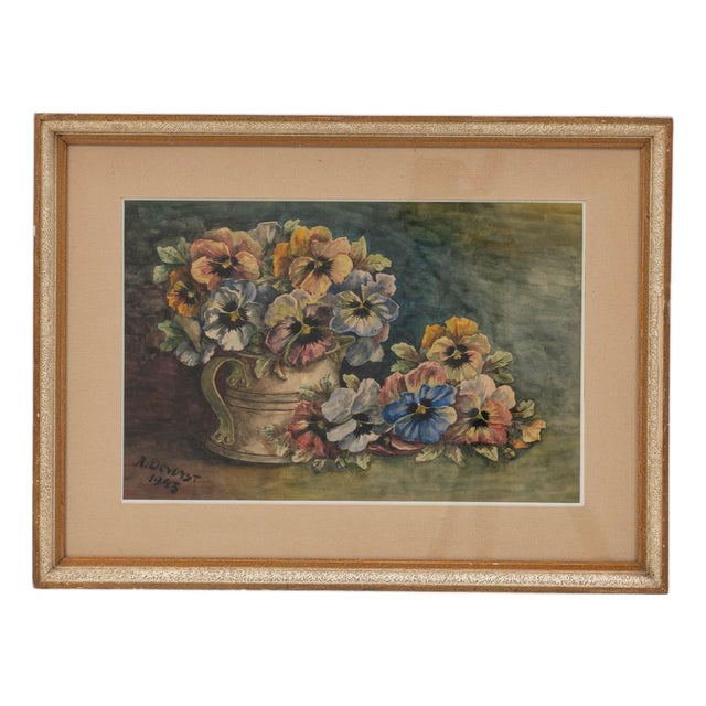 1943 Belgian Wall Art With Wooden Frame For Sale