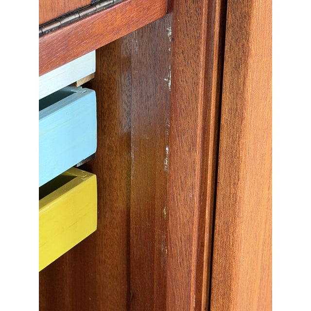 Mid-Century Modern Teak Sideboard with Colored Drawers, 1960s For Sale - Image 12 of 16