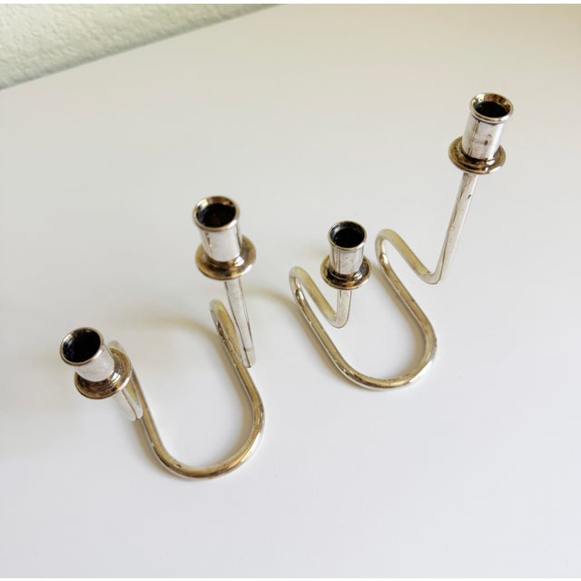 Silver 1960s Italian Candleholders by Gorham Maestri, a Pair For Sale - Image 8 of 12