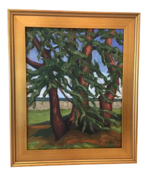 “Evergreen” Contemporary Framed Landscape Oil Painting by Teresa DiMarco