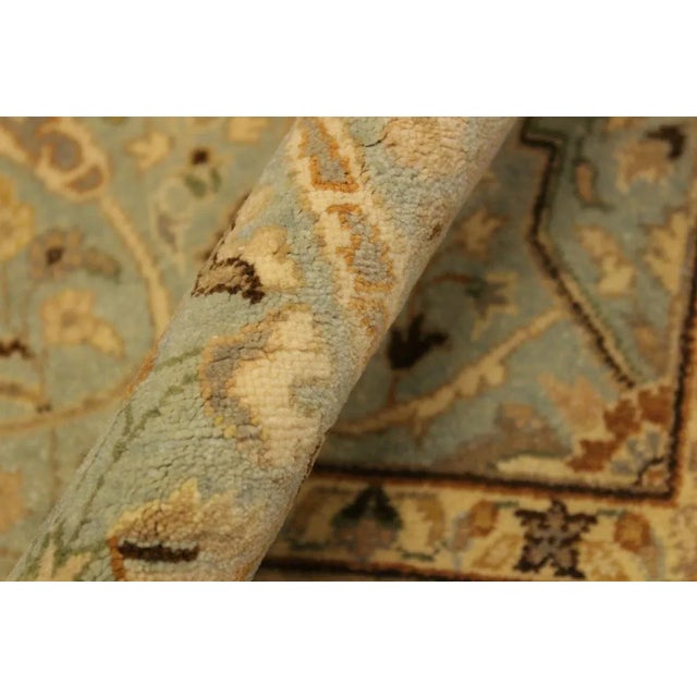 Shabby Chic 1980s Semi Vintage Blue/Ivory Turkish Hand-Knotted Rug -4'0 X 5'11 For Sale - Image 3 of 8