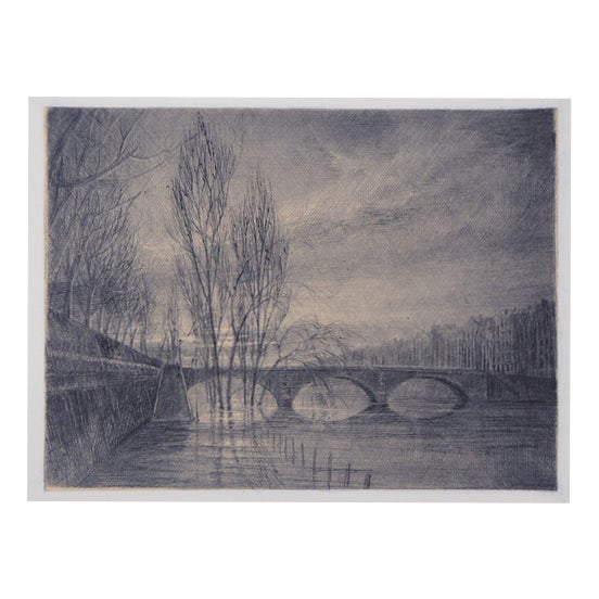 Jean Michel Mathieux-Marie, Pont Louis-Philippe, Paris, Etching For Sale