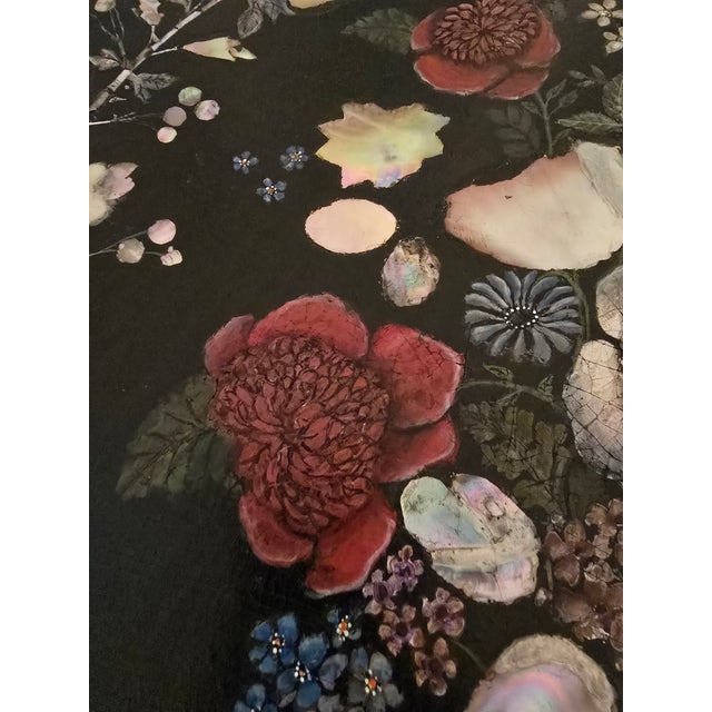 Black Mid Century Era Exotic Shell Flip Top Table For Sale - Image 8 of 11